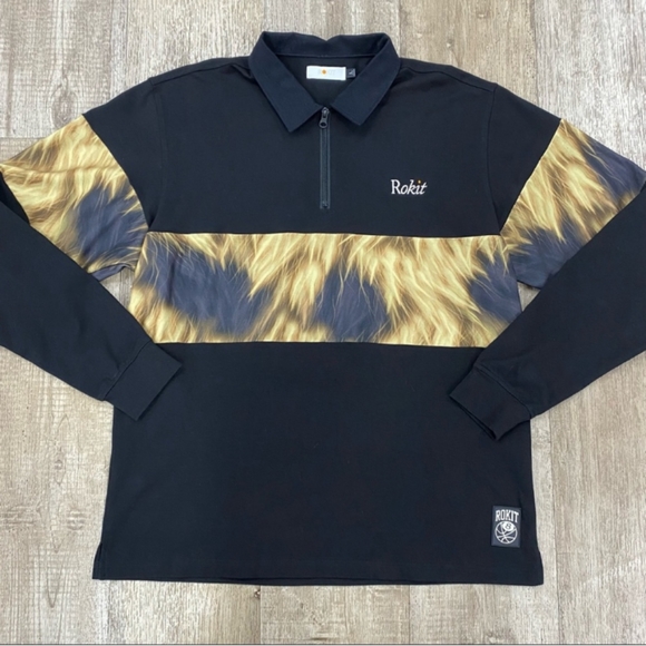 NWOT Rokit Men's long sleeve quarter zip Polo Shirt size L - Picture 4 of 4